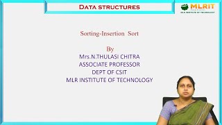 LEC50 DATA STRUCTURES Sorting Insertion Sort by Mrs N Thulasi Chitra [upl. by Barden]