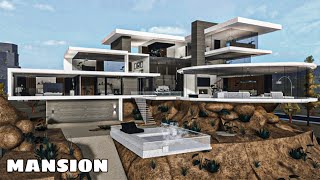 Bloxburg Mansion Hill Luxury Modern House NO LARGEPLOT  House Build [upl. by Esau322]