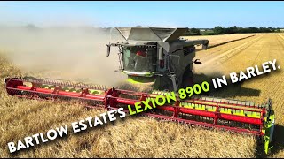 4Kᵁᴴᴰ Harvest 2024 Bartlow Estates crew cutting barley  Lexion 8900 Perard Interbenne 46 JD 8R [upl. by Kei450]