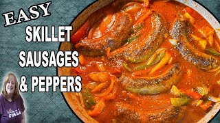 One Skillet SAUSAGES PEPPERS AND ONIONS Recipe  Perfect on a Hoagie Bun or over Mashed Potatoes [upl. by Kendry726]