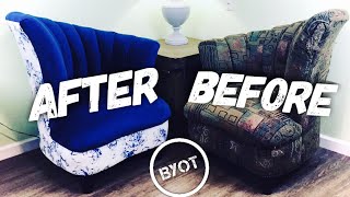 DIY UPHOLSTERY FOR BEGINNERS  How To Reupholster A Chair [upl. by Ariela160]