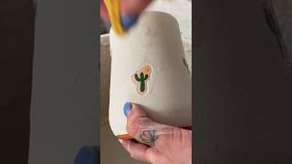 Using wax resist for glazing potterywaxresist glazingpottery ceramics pottery cactusdesign [upl. by Noach]