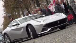 Tom Boonen driving the new Ferrari F12 Berlinetta on the road  startup [upl. by Zorana]