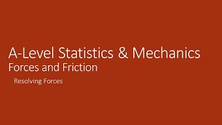 ALevel Mechanics 51 Resolving Forces [upl. by Nabru]