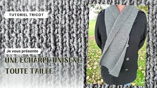 Comment faire une écharpe au tricot côtes 11  Écharpe unisexe  Tutoriel tricot facile [upl. by Oza]