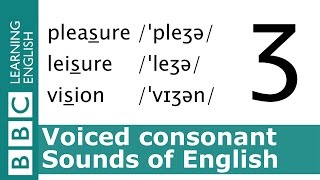 English Pronunciation 👄 Voiced Consonant  ʒ  pleasure leisure and vision [upl. by Airetal]