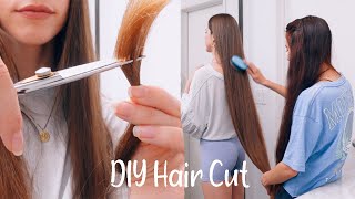 CUTTING OUR LONG HAIR AT HOME using Brad Mondos Method [upl. by Gretal]