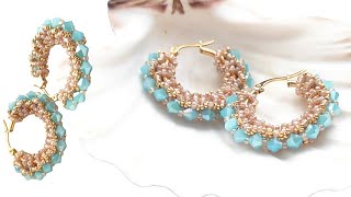 DIY Video Tutorial Orecchini a Cerchio quotUmiquot con Bicono e Rocaille earrings hoops [upl. by Lauryn]