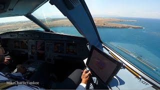 Airbus A320 landing in HERAKLION with ATC Cockpit View [upl. by Veedis]