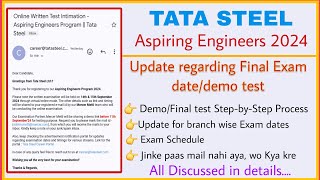 Tata Steel Aspiring Engineers 2024 Exam Schedule  Tata Steel AEP Live Demo Final Test Tutorial [upl. by Teodoor666]