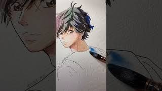 Kou Mabuchi in watercolor  Blue Spring Ride aoharuride anime art watercolor drawing shorts [upl. by Nunciata]