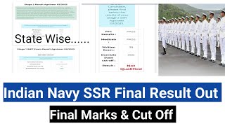 Indian Navy SSR Result Out  022023 Batch Final Marks amp State Wise Cut Off  Navy Next अब [upl. by Iharas258]