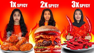 1X SPICY Vs 2X SPICY Vs 3X SPICY FOOD EATING CHALLENGE 🔥  എട്ടിന്റെ പണി 🥵  PULLOTHI [upl. by Clerissa]