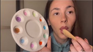 ASMR Spit painting with real paint brushes for ultimate tingles slightly chaotic🎨 [upl. by Chalmers]