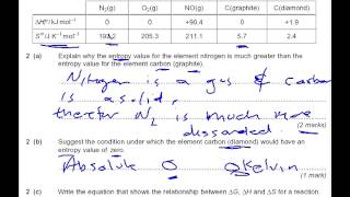 Entropy Enthalpy and Gibbs free energy chemistry A level past paper [upl. by Bywoods605]