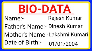 BioData format  Bio Data kaise banaye  How to make Bio Data in English  Bio data kaise likhe [upl. by Elohcin350]