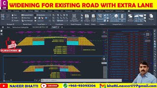 Widening for Existing Road with Extra Lane in civil 3d [upl. by Aimal343]