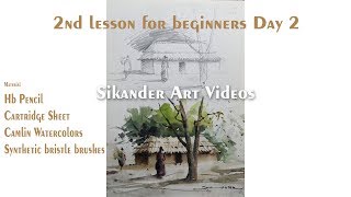 Day 2 Lesson Watercolor Painting Landscape for Beginners by Sikander Singh Chandigarh INDIA [upl. by Euh673]