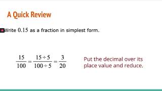 Converting Decimals Fractions and Percents Review [upl. by Abbi]