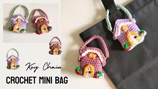 Crochet mini bag❤️keychain  subtitle [upl. by Terryn434]