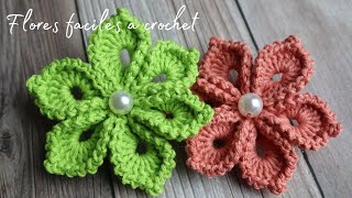 Tutorial flores tejidas a crochet💜Mayelin Ros [upl. by Idonna220]