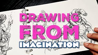 Drawing a Fantasy Character from Imagination  Speed Drawing with Pentel Pointliner 02 [upl. by Nosneh134]