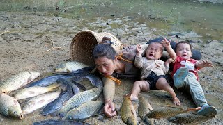 How to harvest giant fish ponds to sell  build a fish preservation oven with your children [upl. by Thisbe926]