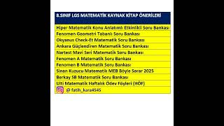 8SINIF LGS MATEMATİK KAYNAK KİTAP ÖNERİLERİ 8sınıf lgs matematik [upl. by Hansen]