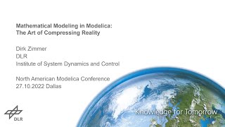 American Modelica Conference 2022  Keynote 2  Dr Dirk Zimmer  DLR [upl. by Orlov]