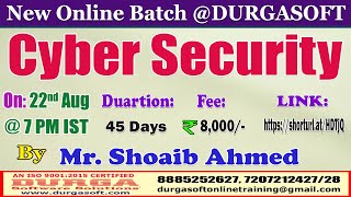 Cyber Security Online Training  DURGASOFT [upl. by Nauqahs10]