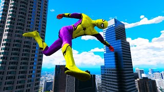 GTA 5 Epic Ragdoll GREEN SPIDERMAN VS RED MINIONVS GREEN HULK Euphoria Physics amp Funny Fails [upl. by Smail]