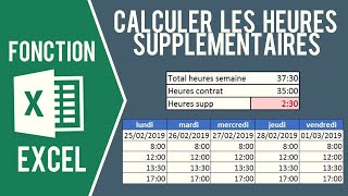 EXCEL  CALCULER LES HEURES DE TRAVAIL et heures supplémentaires [upl. by Ialokin]