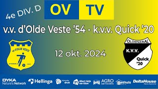 OVTV  Samenvatting  vv dOlde Veste 54  kvv Quick 20  12102024  4e DivD [upl. by Yeargain]