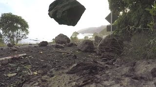 Landslide and rockfall during Kaikoura Earthquake aftershock [upl. by Eceinert]