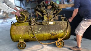 The Process Of Restoring A Severely Damaged Air Compressor  The Project Reviving Classic Machines [upl. by Eatnhoj]