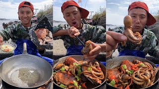 Fisherman Dagang boiled lobster conch abalone octopus and prawns with beeryummy seafoodboil [upl. by Bathelda]