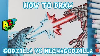 How to Draw a GODZILLA AND KONG VS MECHAGODZILLA SURPRISE FOLD [upl. by Aitat]