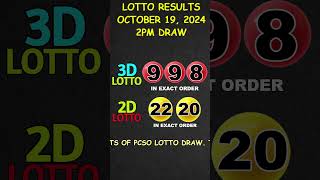 Lotto Result Today 200 pm draw October 19 2024 shorts [upl. by Seugram]