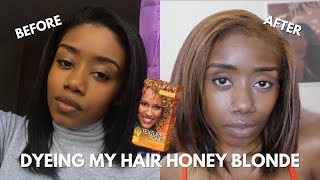 DIY dyeing my natural hair honey blonde 😮 using Clairol Textures and tones [upl. by Lyssa]