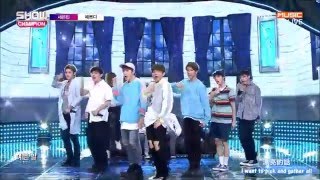 繁中字Eng SEVENTEEN  Pretty U 160504 Live [upl. by Luanne892]