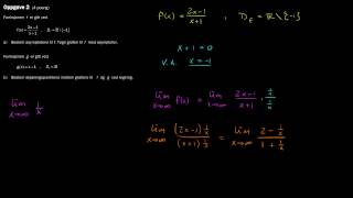 R1 eksamen høst 2013 Del 2  2a Finne vertikal og horisontalskrå asymptote [upl. by Nerfe]