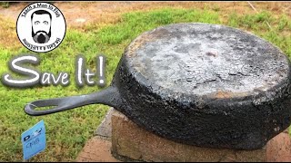 🔵 THRIFT STORE SCORE How to restore a Cast Iron Skillet  Teach a Man to Fish [upl. by Allianora473]