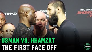 Kamaru Usman vs Khamzat Chimaev intense Face Off [upl. by Kauppi]