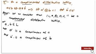 Complimented distributive lattice important Theorem  Lattice bsc maths  BE maths  Applied Maths [upl. by Muraida]