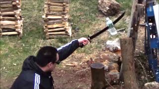 20 Marbles MR374 Machete Sword vs Bottles [upl. by Ritter]