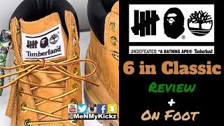 Undefeated x A Bathing Ape x Timberland Wheat 6 Inch Boot Review  On Feet · Classic Bape Timbs [upl. by Des]