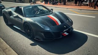 F1 driver Charles Leclerc driving his Ferrari 488 Pista Spider in Monaco [upl. by Skricki]