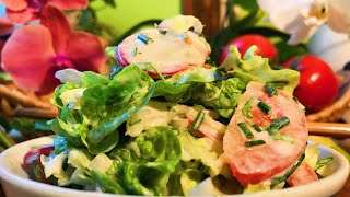 Chives Parsley Radish Tomato Frisée Salad with Garlic Cashew Dressing  Take 3 [upl. by Jacky]