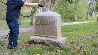 Cleaning the Gravestone of Anselm R Manning who defended the First National Bank in 1876 [upl. by Nura]