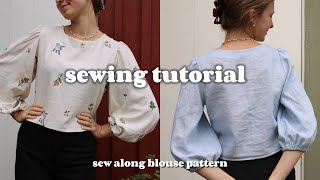 Beautiful but Simple Blouse sewing tutorial  beginner sewing project  Amelia Blouse sew along [upl. by Lyndes885]